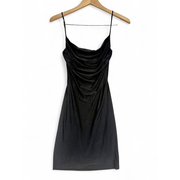 21 saints Dresses & Skirts - 21 Saints Black Cowl Neck Spaghetti Strap Mini Dress XS
